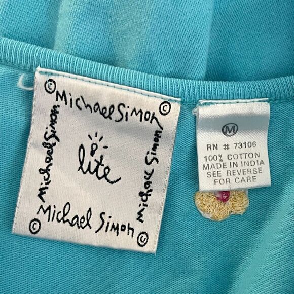 Michael Simon Lite Women's Size M Blue Cotton Floral Embroidered Maxi Dress VGT - Picture 3 of 13